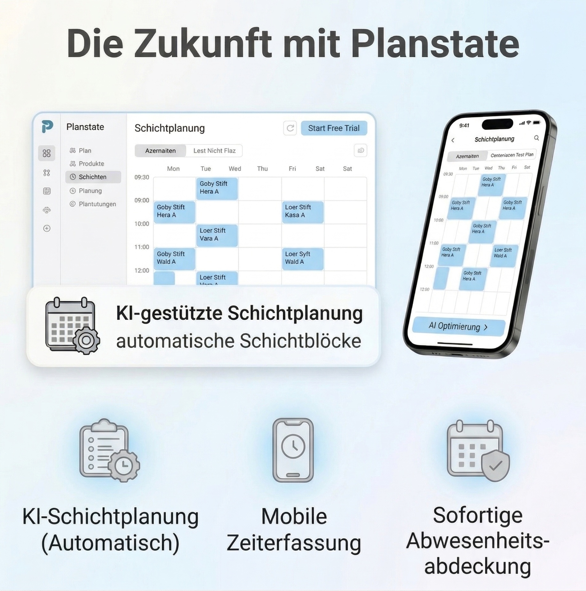 PlanState Zeiterfassung auf dem Smartphone