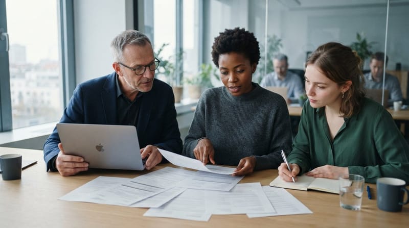 Team sichtet gemeinsam eingegangene Bewerbungen