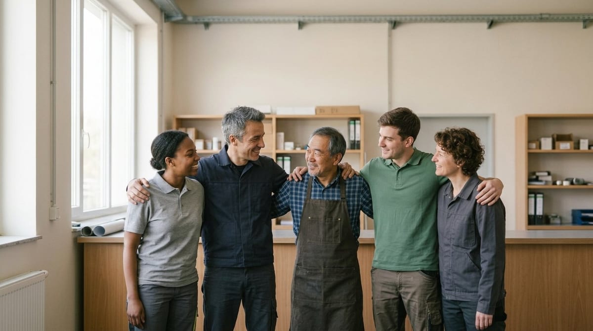Happy people at work